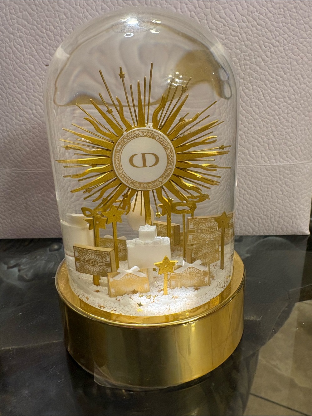 Dior Gold and White Decorative Snow Globe Dome